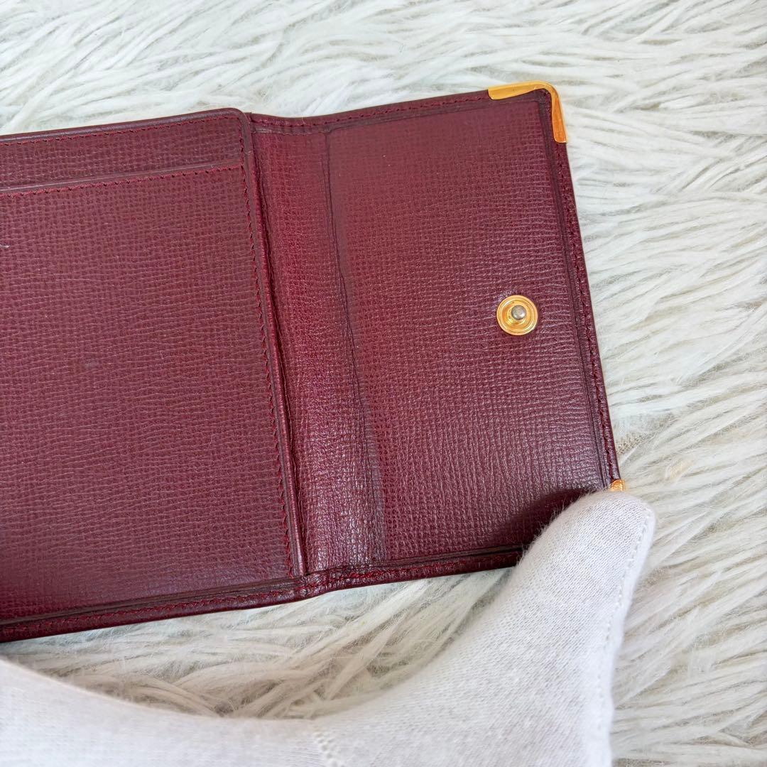 新品未使用/付属品完備✨Cartier 三つ折り財布 がま口 金具 ボルドー