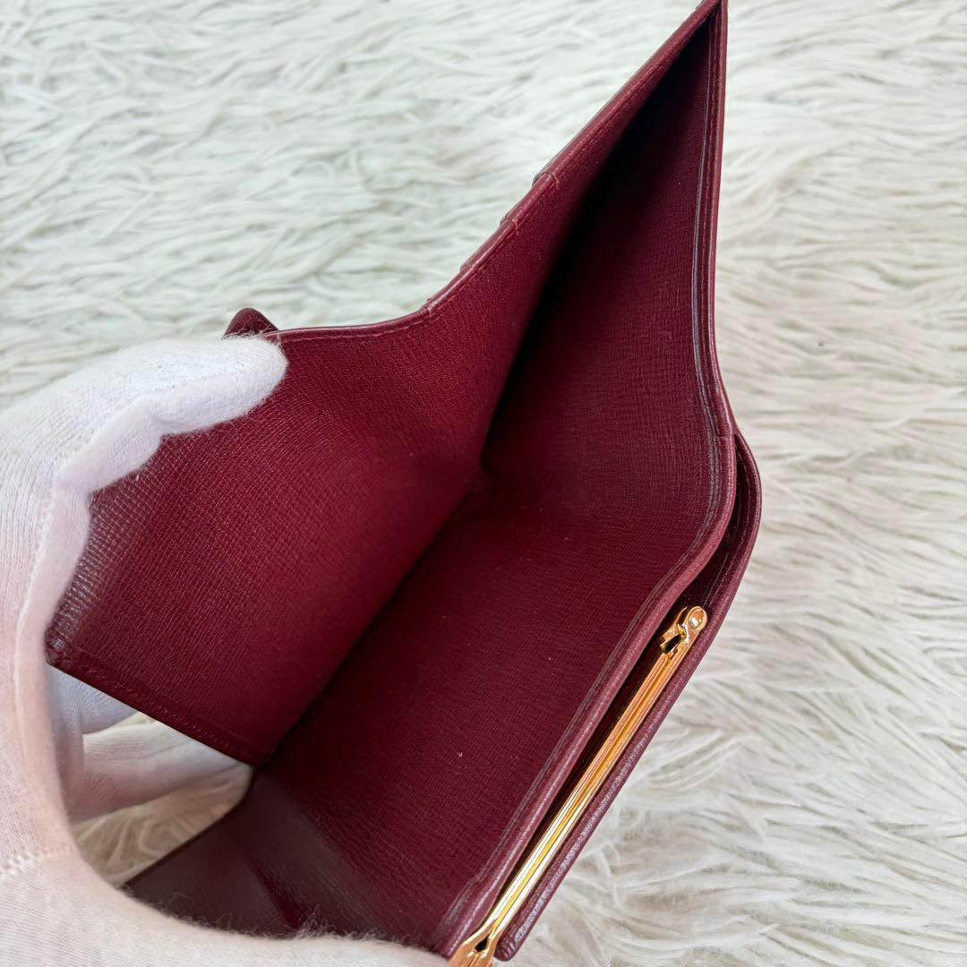 新品未使用/付属品完備✨Cartier 三つ折り財布 がま口 金具 ボルドー