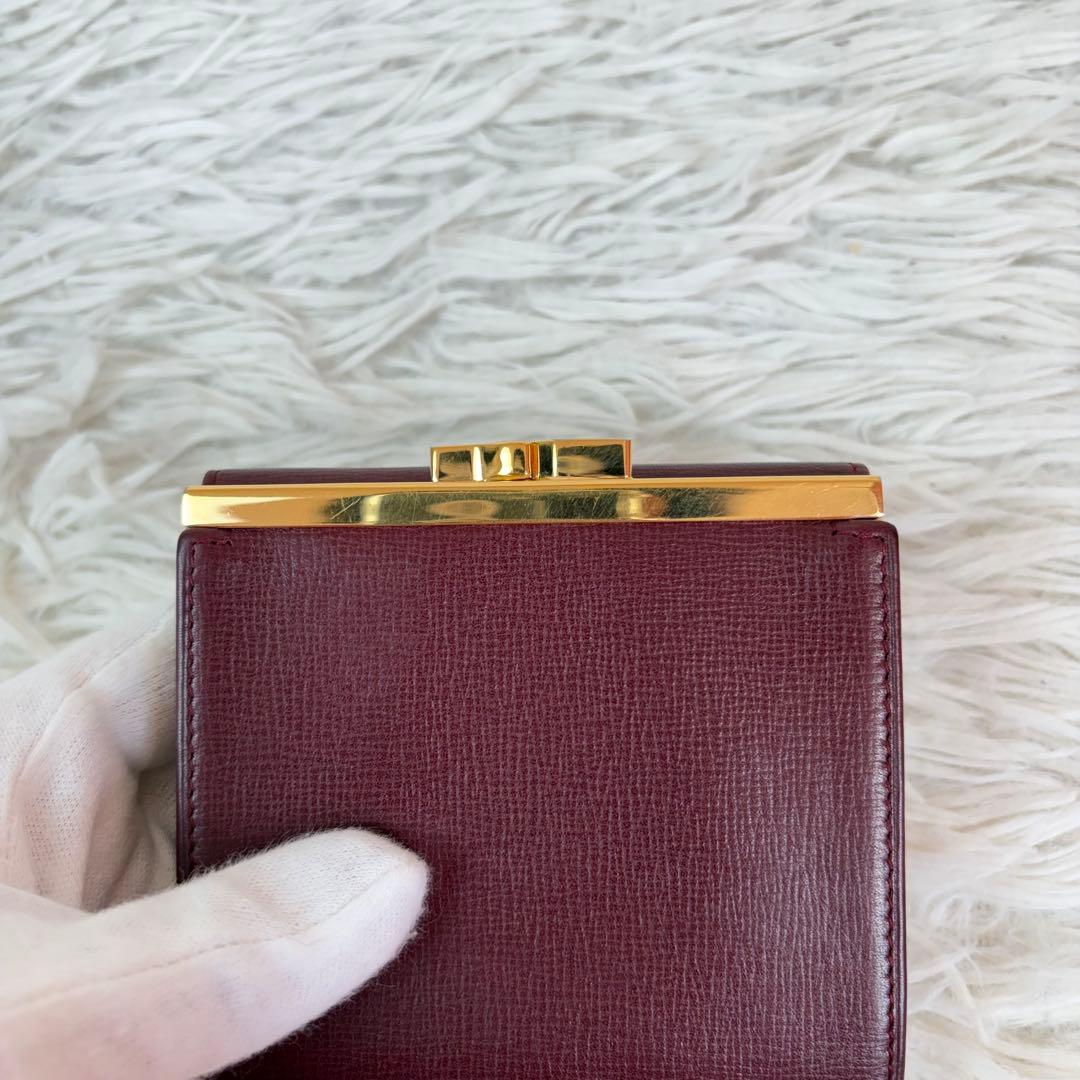 新品未使用/付属品完備✨Cartier 三つ折り財布 がま口 金具 ボルドー