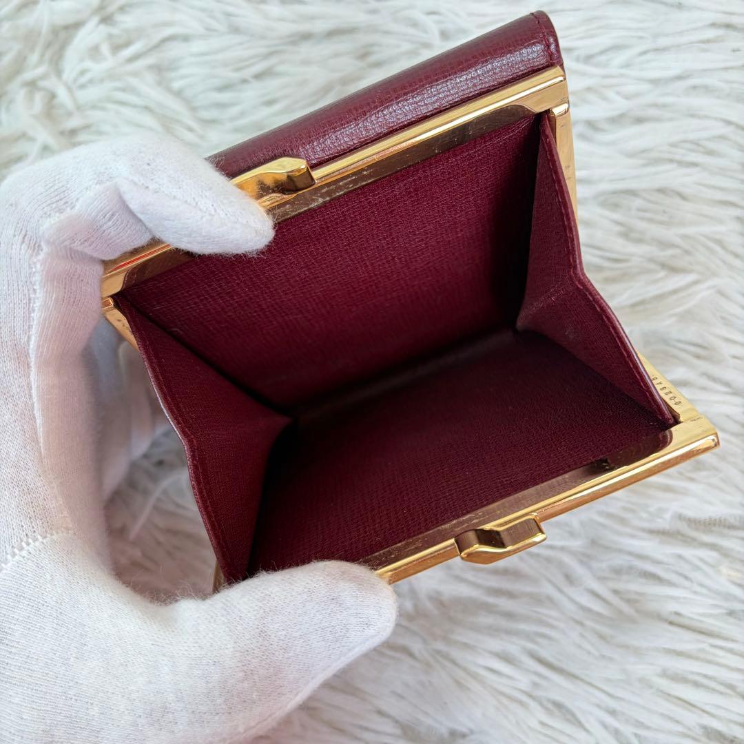 新品未使用/付属品完備✨Cartier 三つ折り財布 がま口 金具 ボルドー