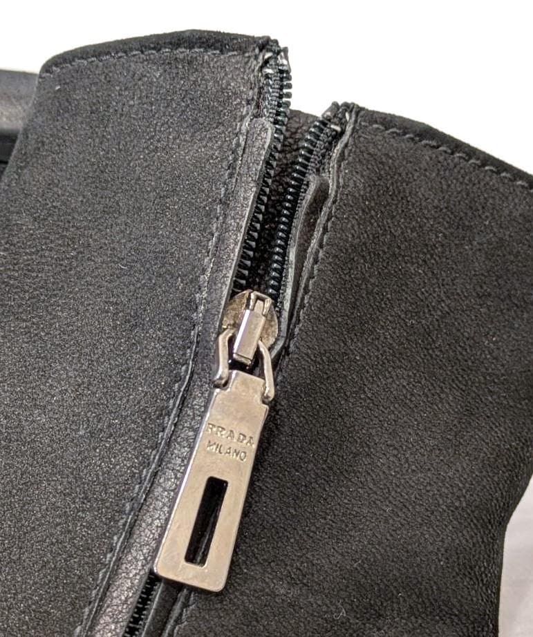 PRADA プラダ ショートブーツ レザー ツートン ブラック 37 レディース