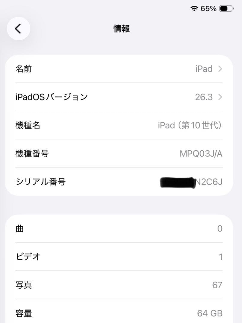 Apple iPad 第10世代 64GB WIFIモデル