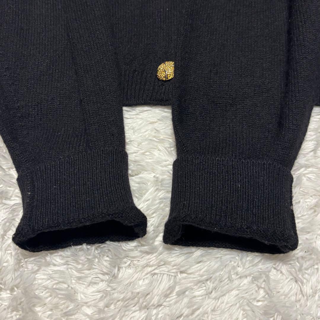 美品 希少 バランタイン カシミヤ 100% カーディガン 黒 42 金ボタン