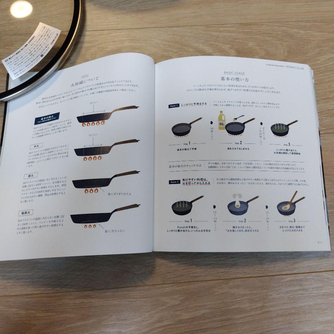 【中古美品】VERMICULAR フライパン 20cm ガラス蓋＆レシピブック付