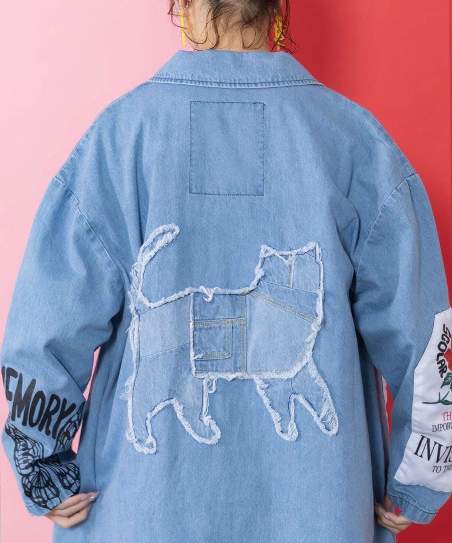 ☆新品タグ付スカラー　161608：アップリケ×刺繍デニムorツイルロングコート