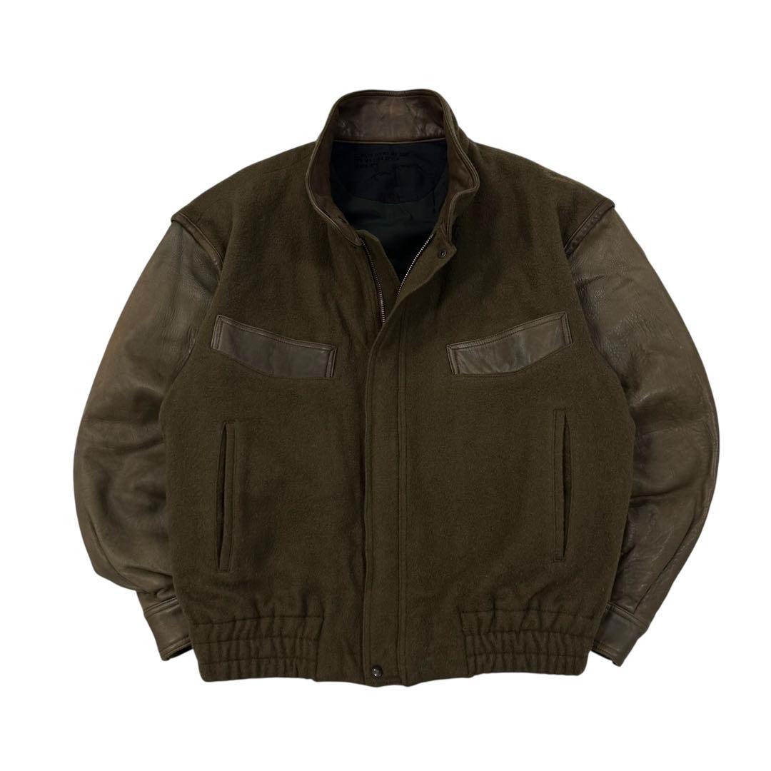 90s Vintage ウール×レザー ブルゾン スウィングトップ メンズL
