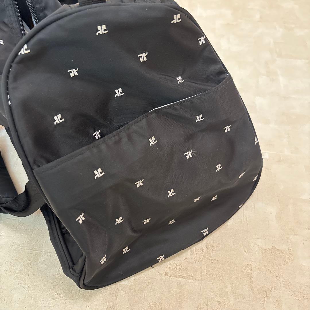 【美品】Courrèges クレージュ ボストンバッグ モノグラム 黒 大容量