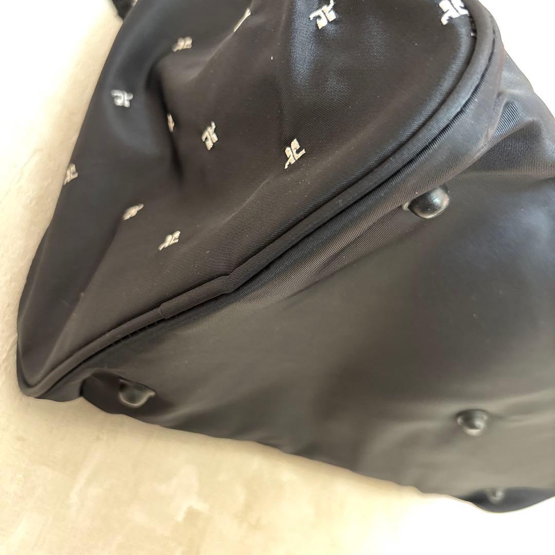 【美品】Courrèges クレージュ ボストンバッグ モノグラム 黒 大容量