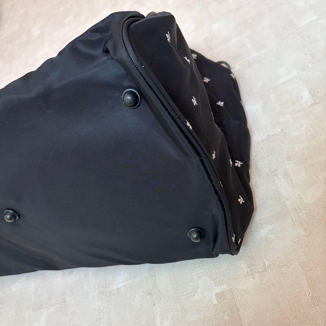 【美品】Courrèges クレージュ ボストンバッグ モノグラム 黒 大容量