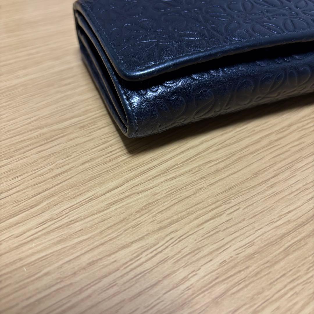 ロエベ リピート アナグラム 二つ折り財布 ブラック