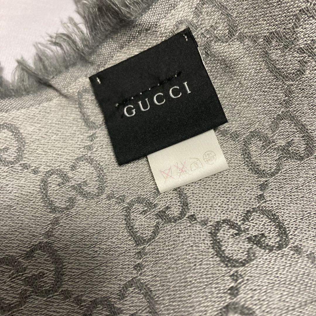 [美品]GUCCI グレー GGパターン 大判ストール オールシーズン 軽量