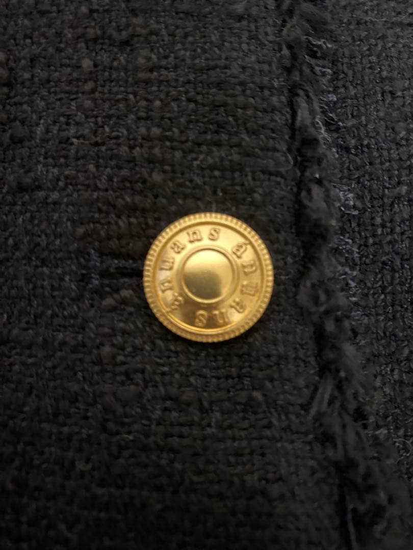 美品　anuans ツイードノーカラージャケット （NAVY）