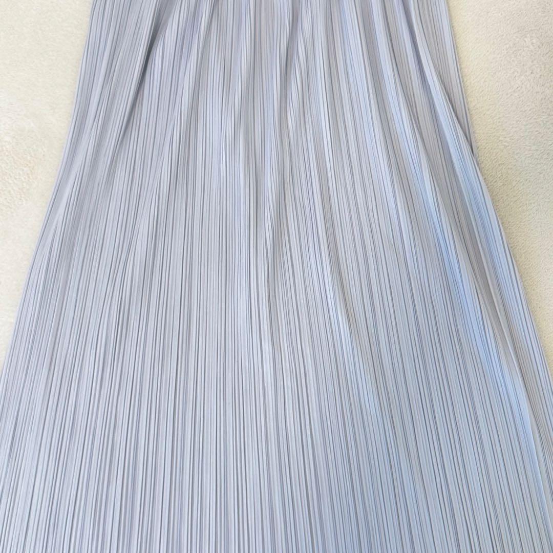 美品✨PLEATS PLEASE プリーツ　ロングスカート　フレア　ライトグレー