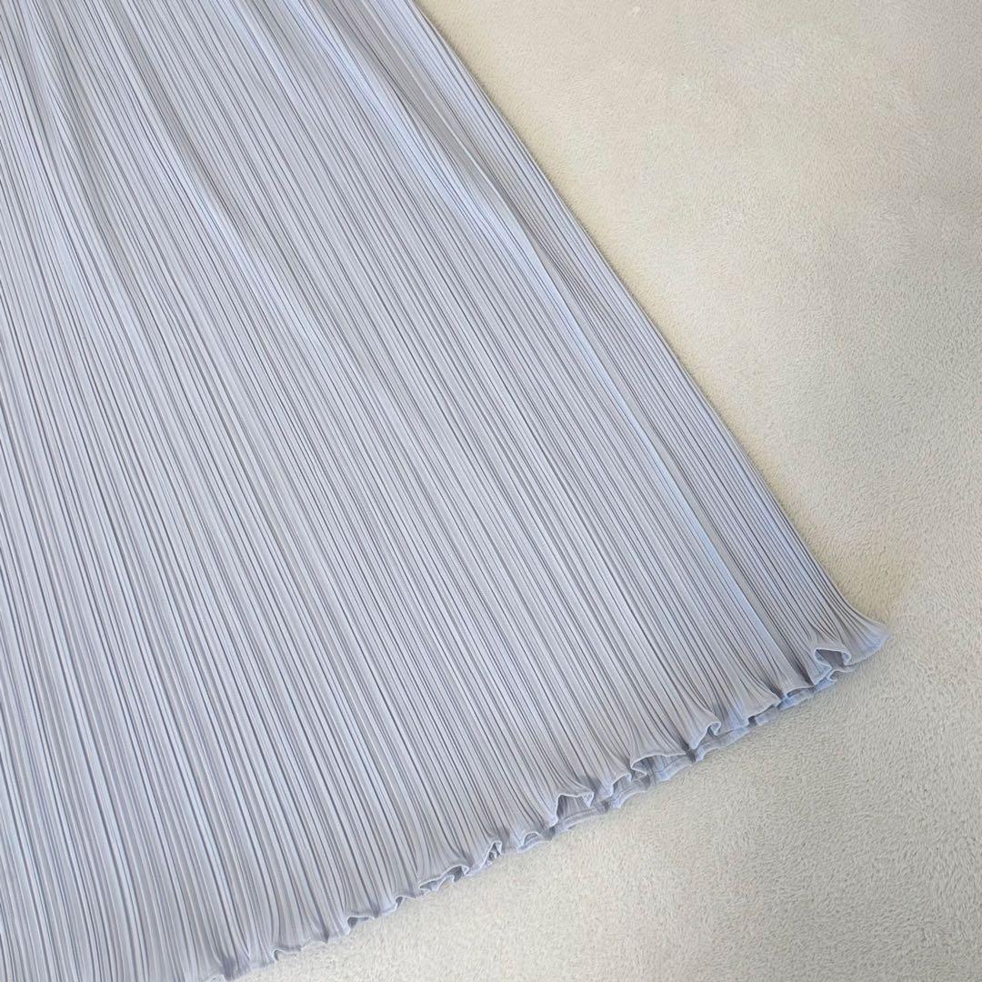 美品✨PLEATS PLEASE プリーツ　ロングスカート　フレア　ライトグレー