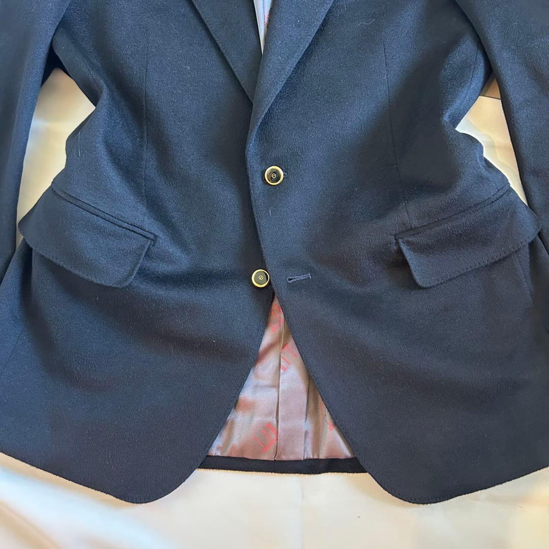 【未使用級】 dunhill カシミヤ 金ボタン 紺ブレ テーラードジャケット