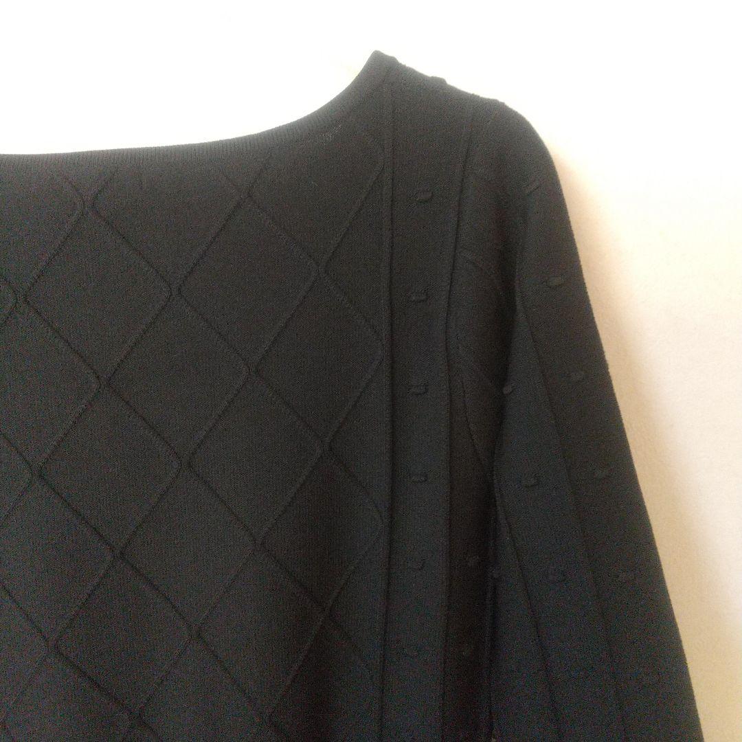 極美品TOCCA トッカ ニットワンピースSバイカラー黒セレモニー