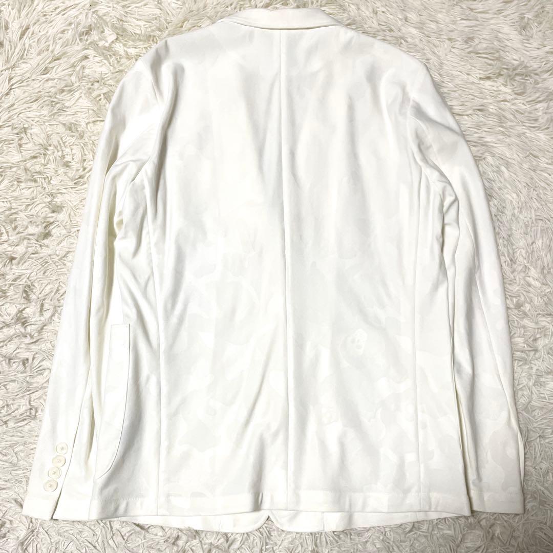 MARK&LONA テーラードジャケット スカル 総柄 ホワイト ストレッチ