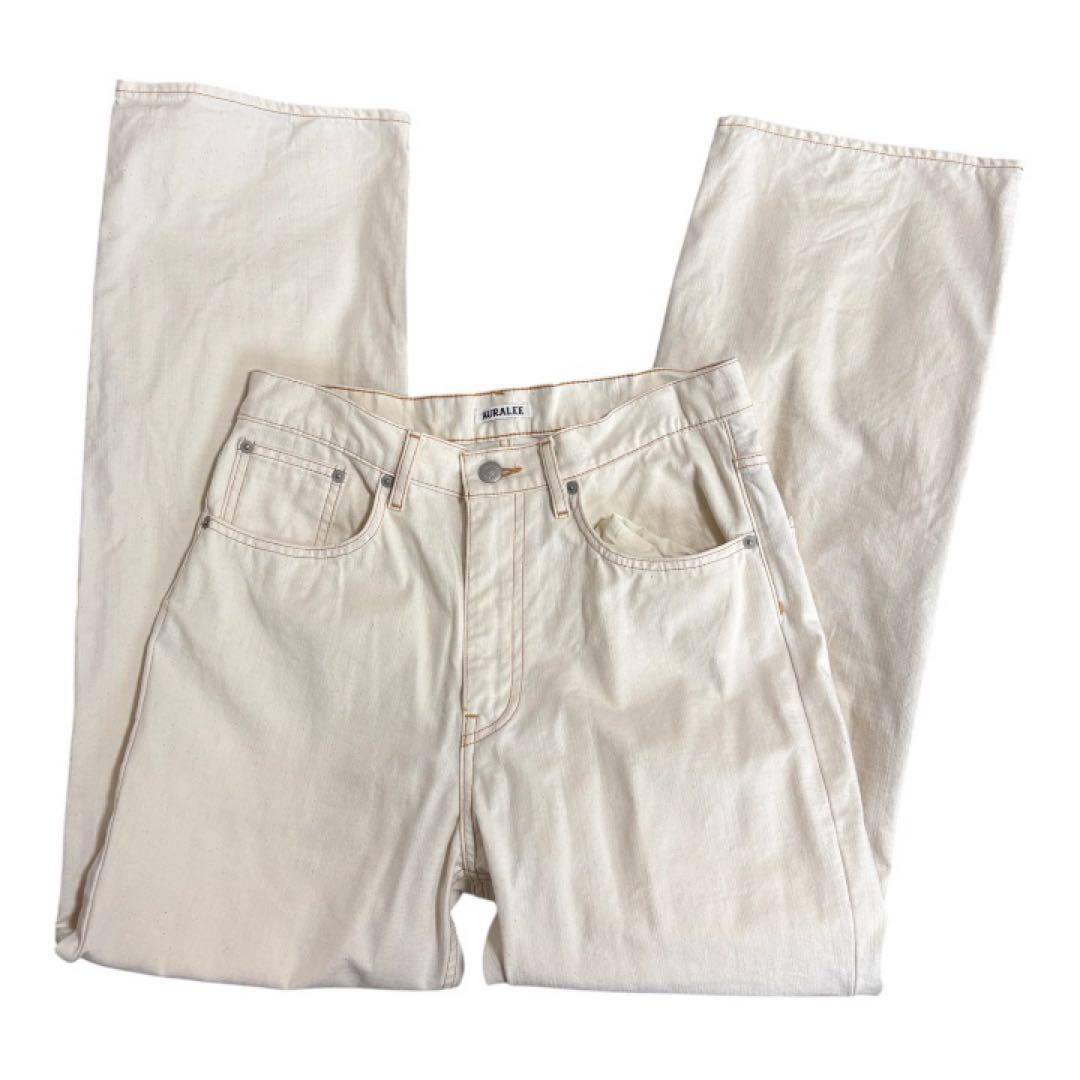 美品　AURALEE オーガニックコットンパンツ　サイズ30 アイボリー