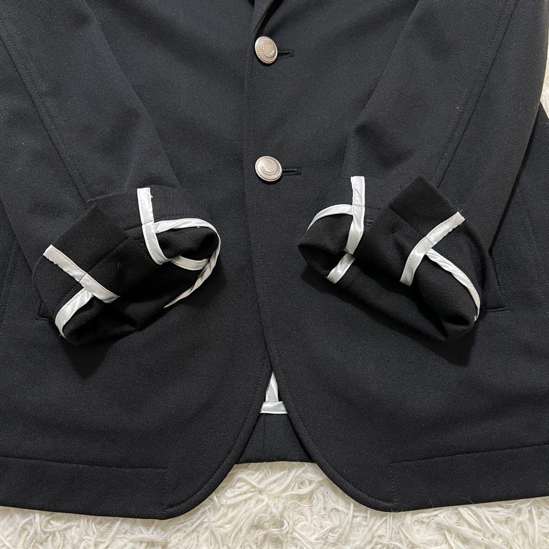 【美品】FRED PERRY テーラードジャケット　銀ボタン　伸縮　ブラック　L
