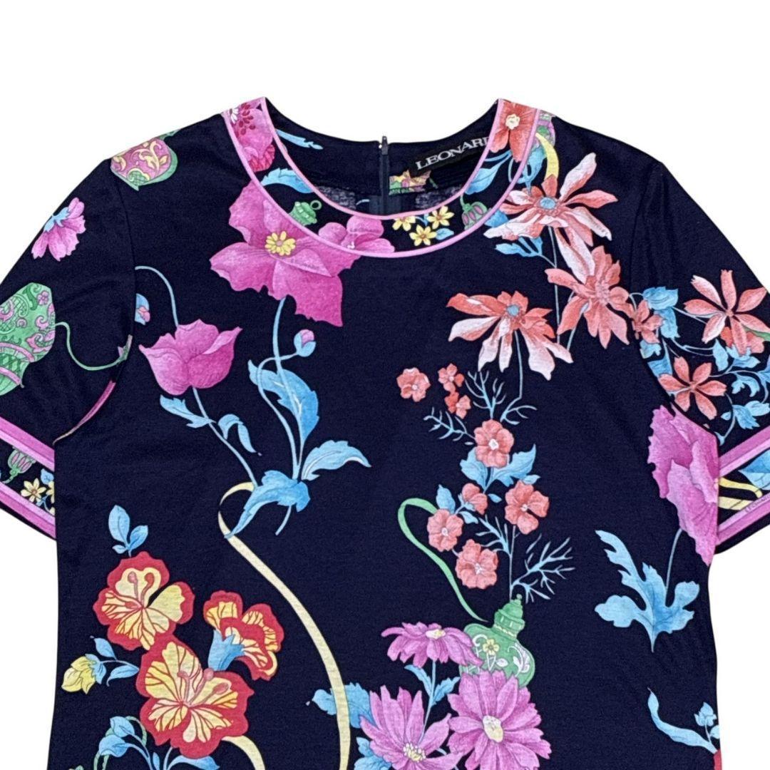 美品✨LEONARD レオナール トップス 半袖カットソー 花柄 ボタニカル L