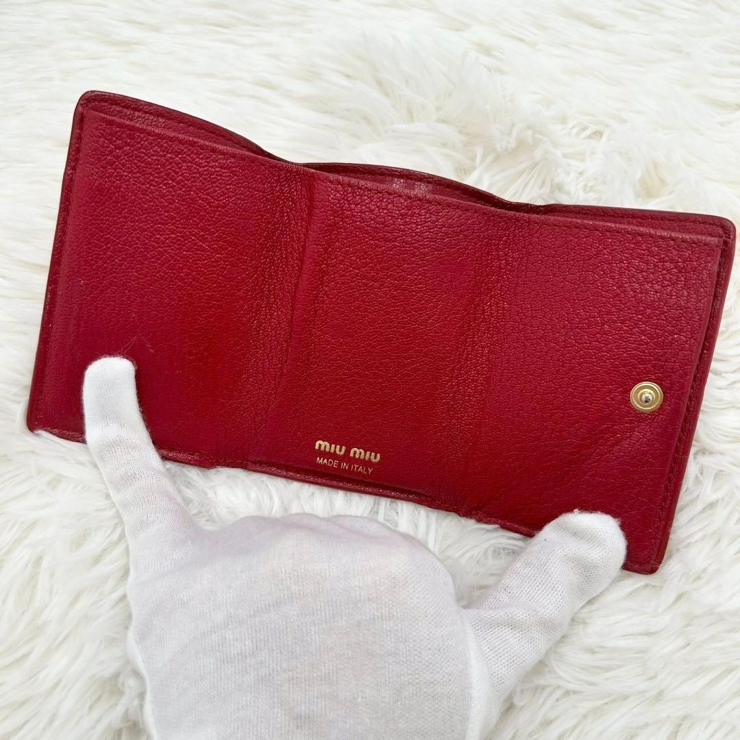 美品✨ミュウミュウ ラブレター マドラス ハート 三つ折り財布 コーラルピンク