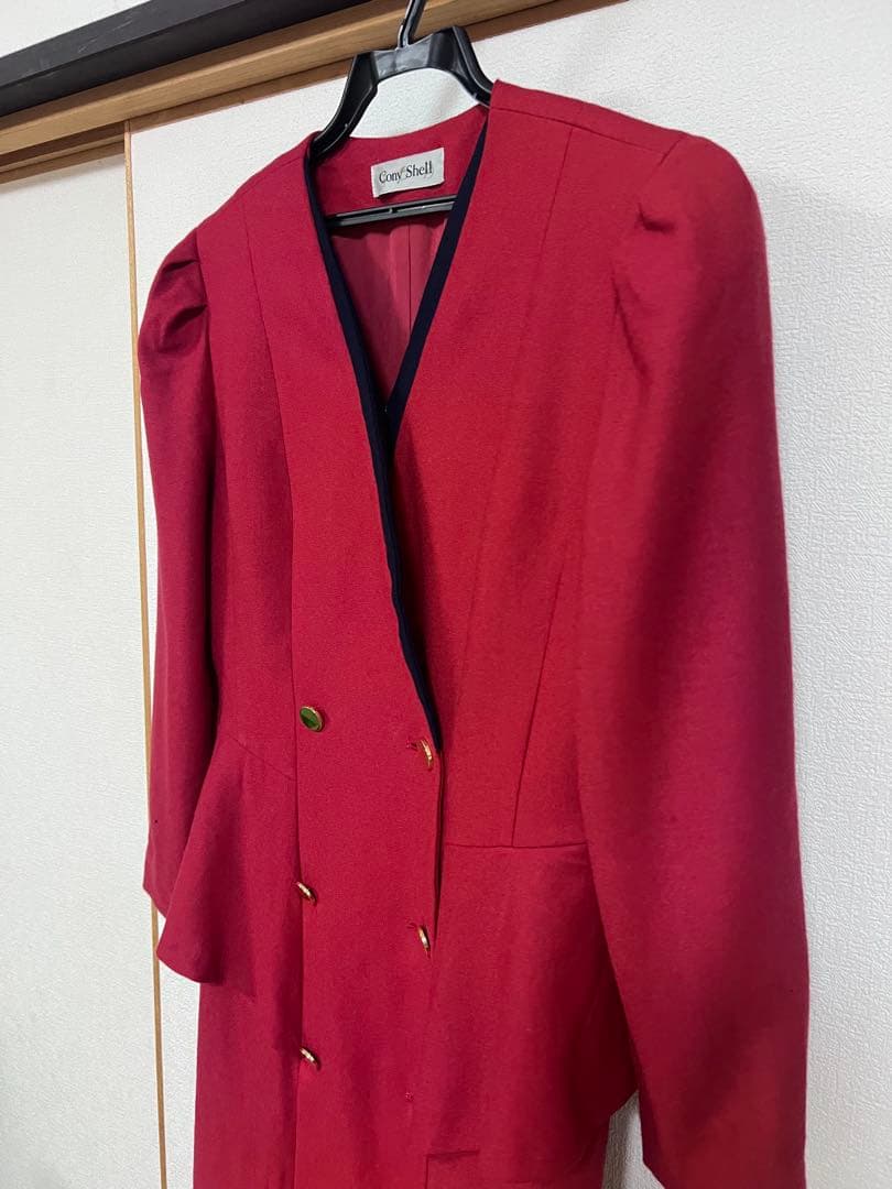 【極美品】華やかレッドのセットアップ風ワンピース