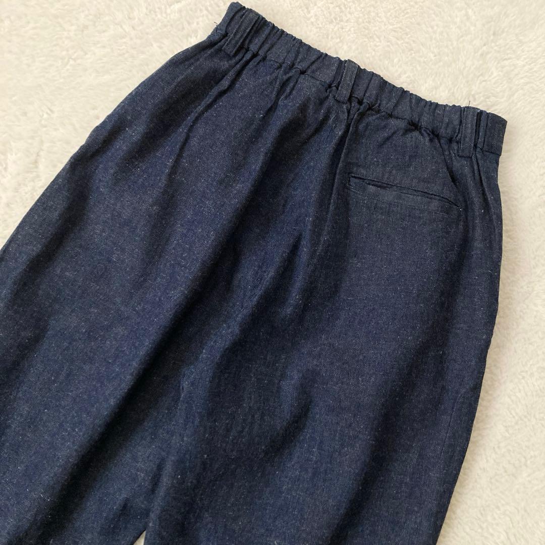 美品☆ヴェリテクール　コパン　ベルト付きタックデニムパンツ　コットンリネン　M