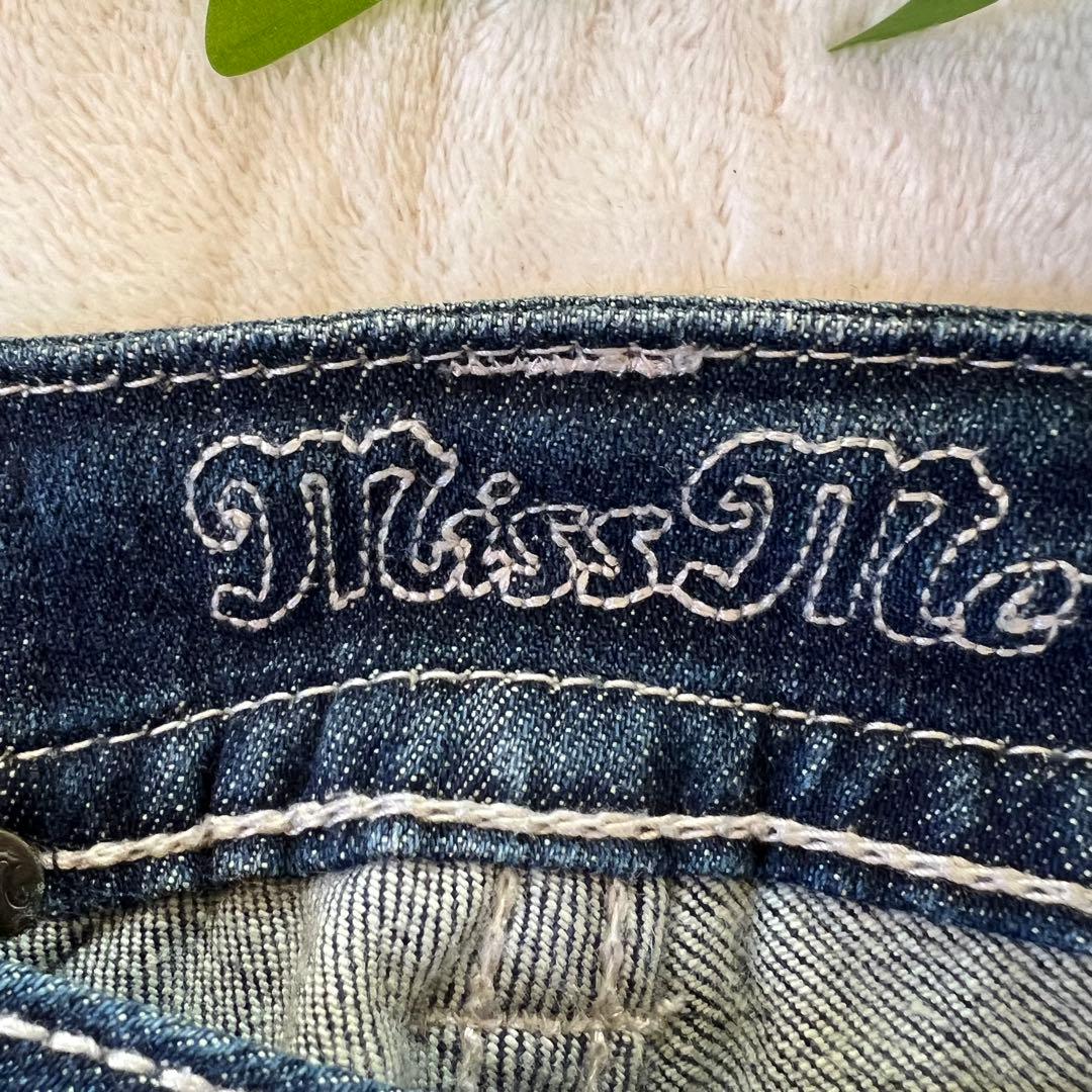 Miss Me ミスミー フレアデニム ブーツカット 刺繍 ラインストーン XS