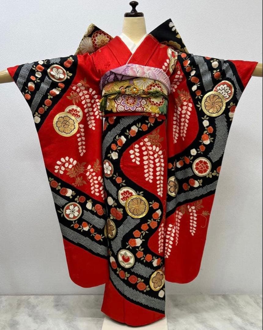 最高級　振り袖　フルセット　別誂長襦袢付　手描き　金彩　刺繍　絞り　長尺　769