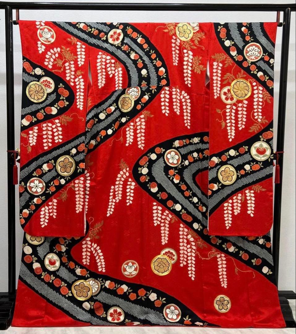 最高級　振り袖　フルセット　別誂長襦袢付　手描き　金彩　刺繍　絞り　長尺　769