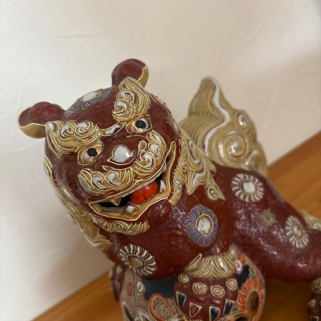九谷焼　シーサー　立獅子　狛犬　玉乗り唐獅子∥∥色絵金彩∥縁起物∥厄除∥風水