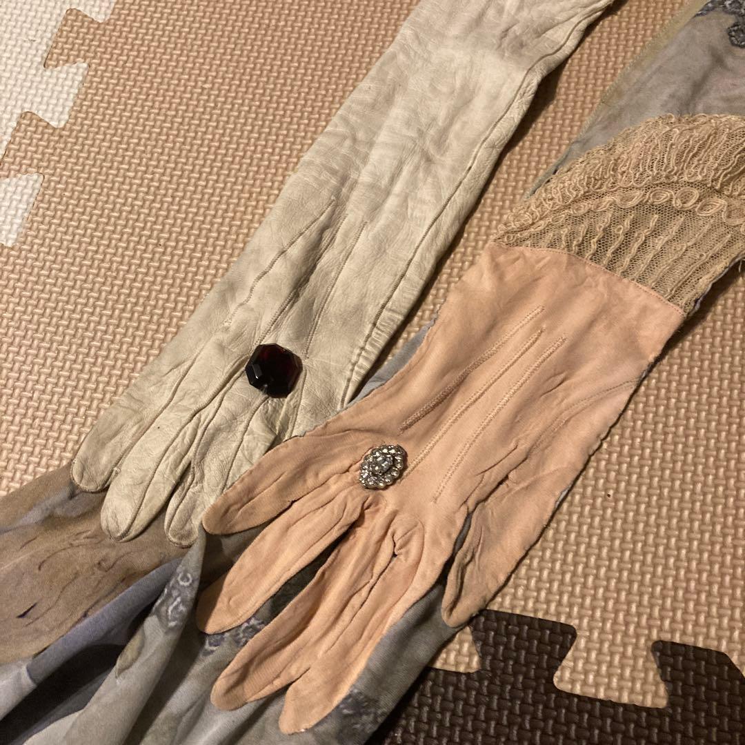 一点ものの手袋柄ワンピース、スカーフのセット
