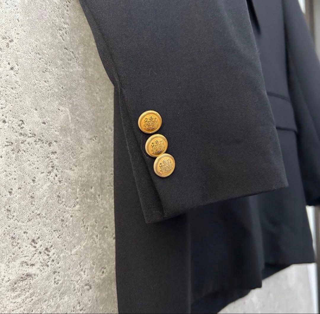 Aquascutum ダブル テーラードジャケット 紺ブレ 金ボタン