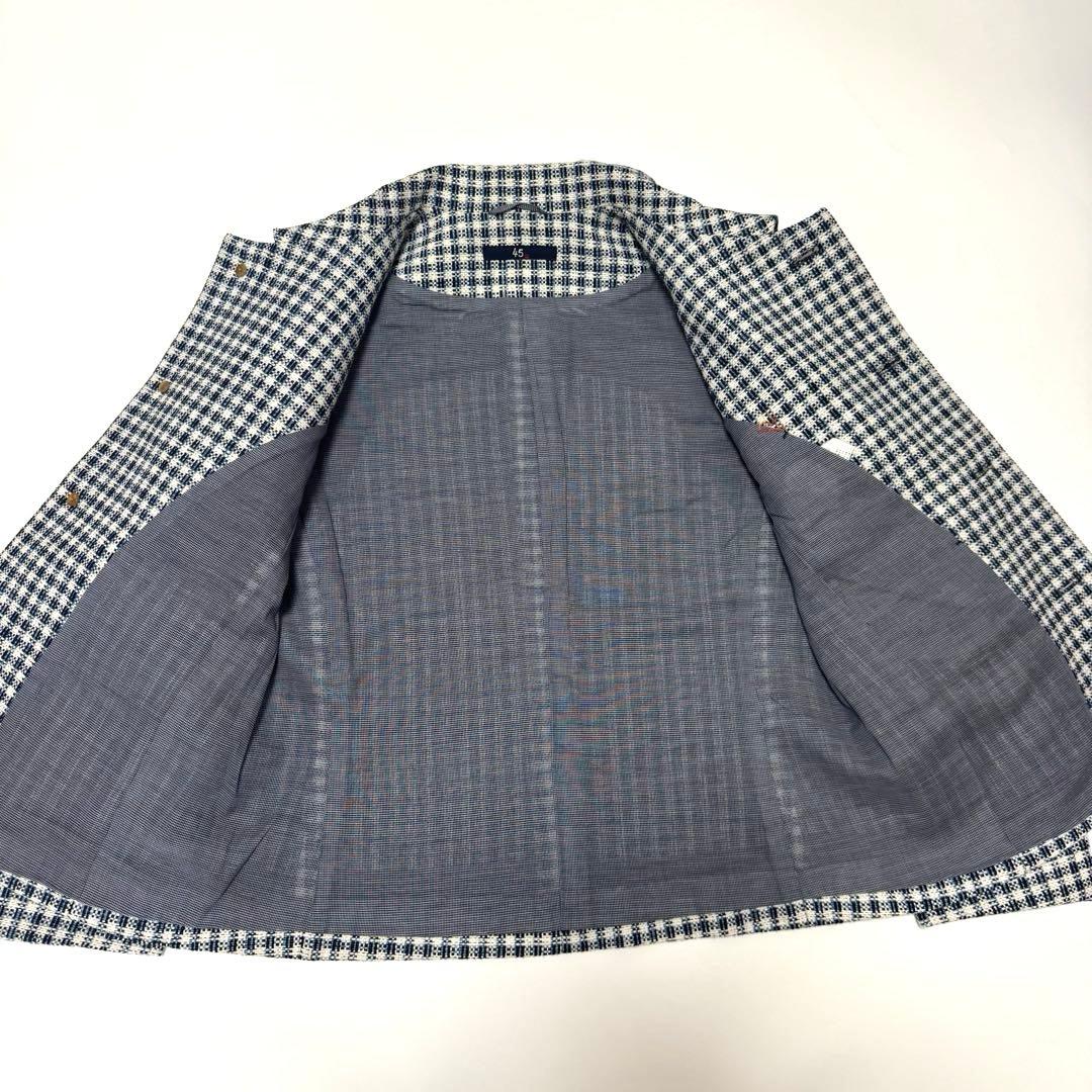 極美品　45R 和紙藍ツィードジャケット　定価¥132,000