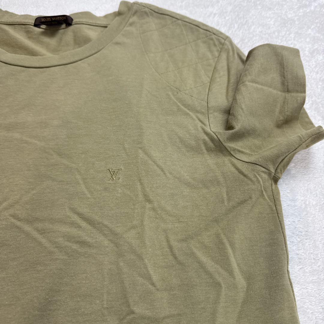 ルイヴィトン　LVロゴ刺繍Tシャツ　オリーブ系　Sサイズ　イタリア製