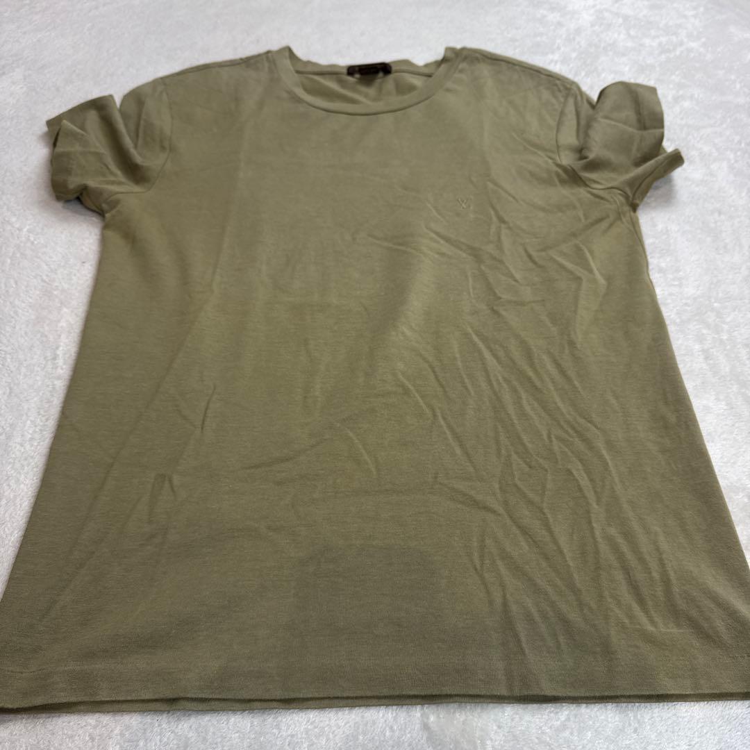 ルイヴィトン　LVロゴ刺繍Tシャツ　オリーブ系　Sサイズ　イタリア製