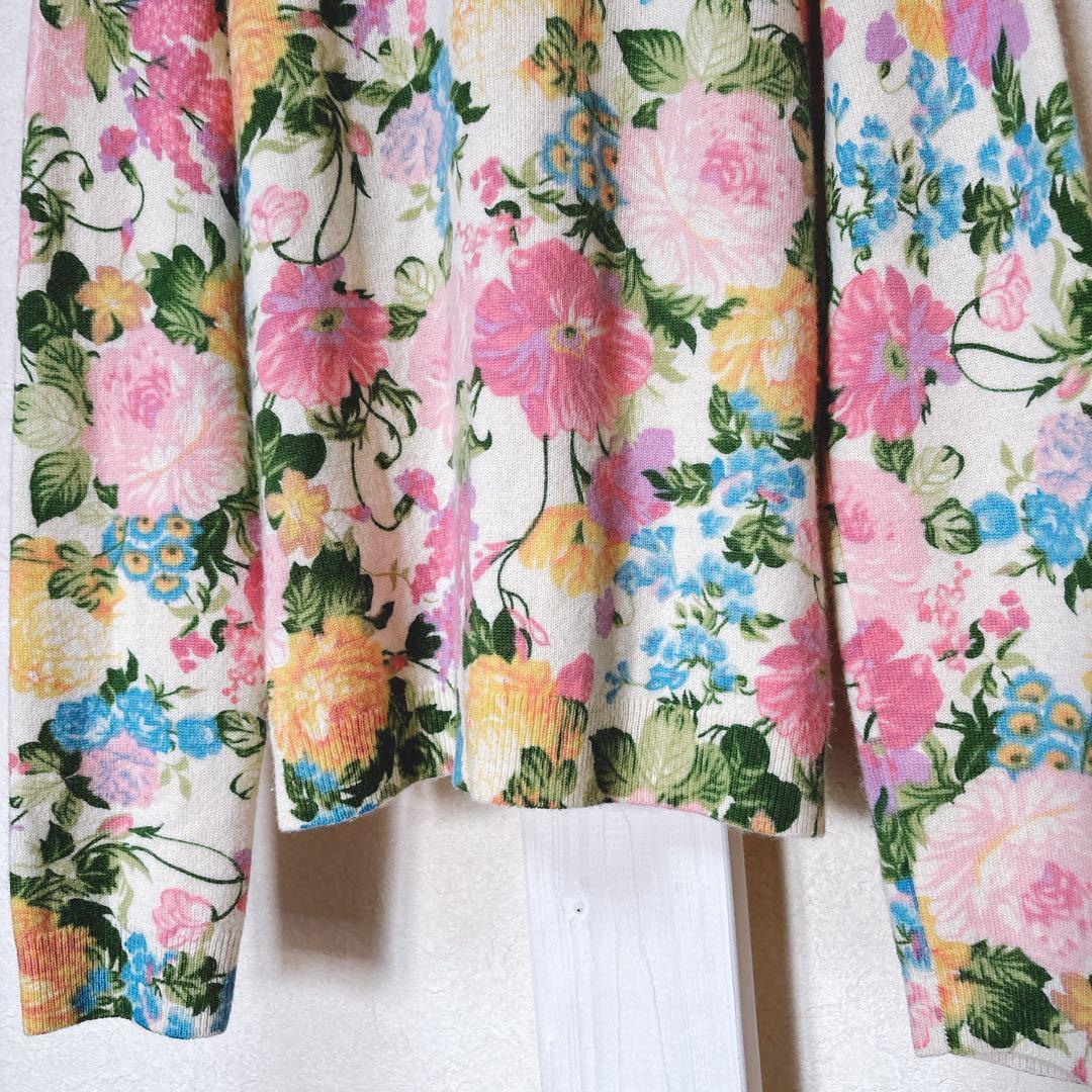 【至高のカシミヤ100】Neiman Marcus春ニット 花柄カーディガン