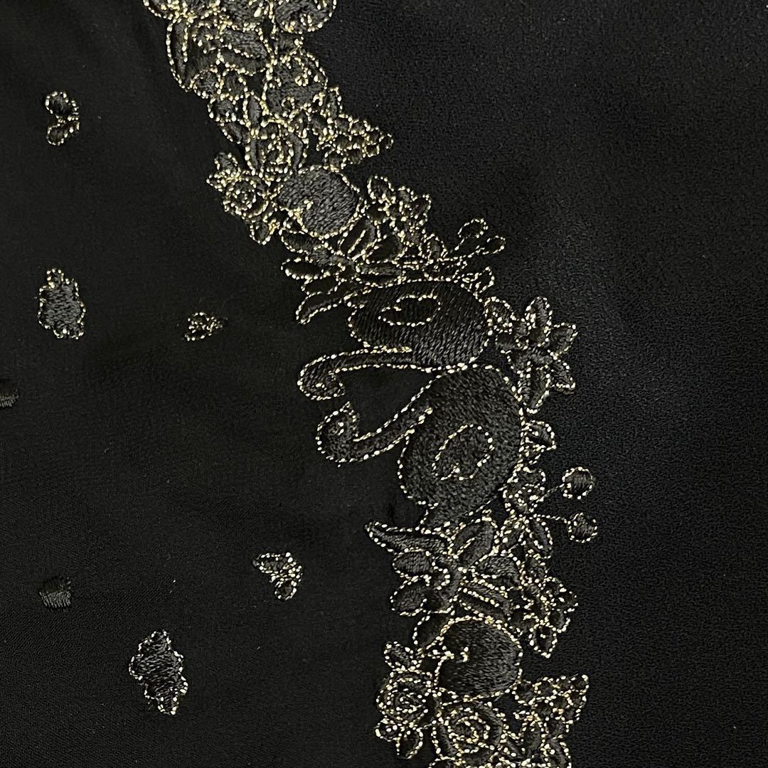 美品　FL５フランシュリッペ　ブラック　丸襟　刺繍　ドット　ワンピース