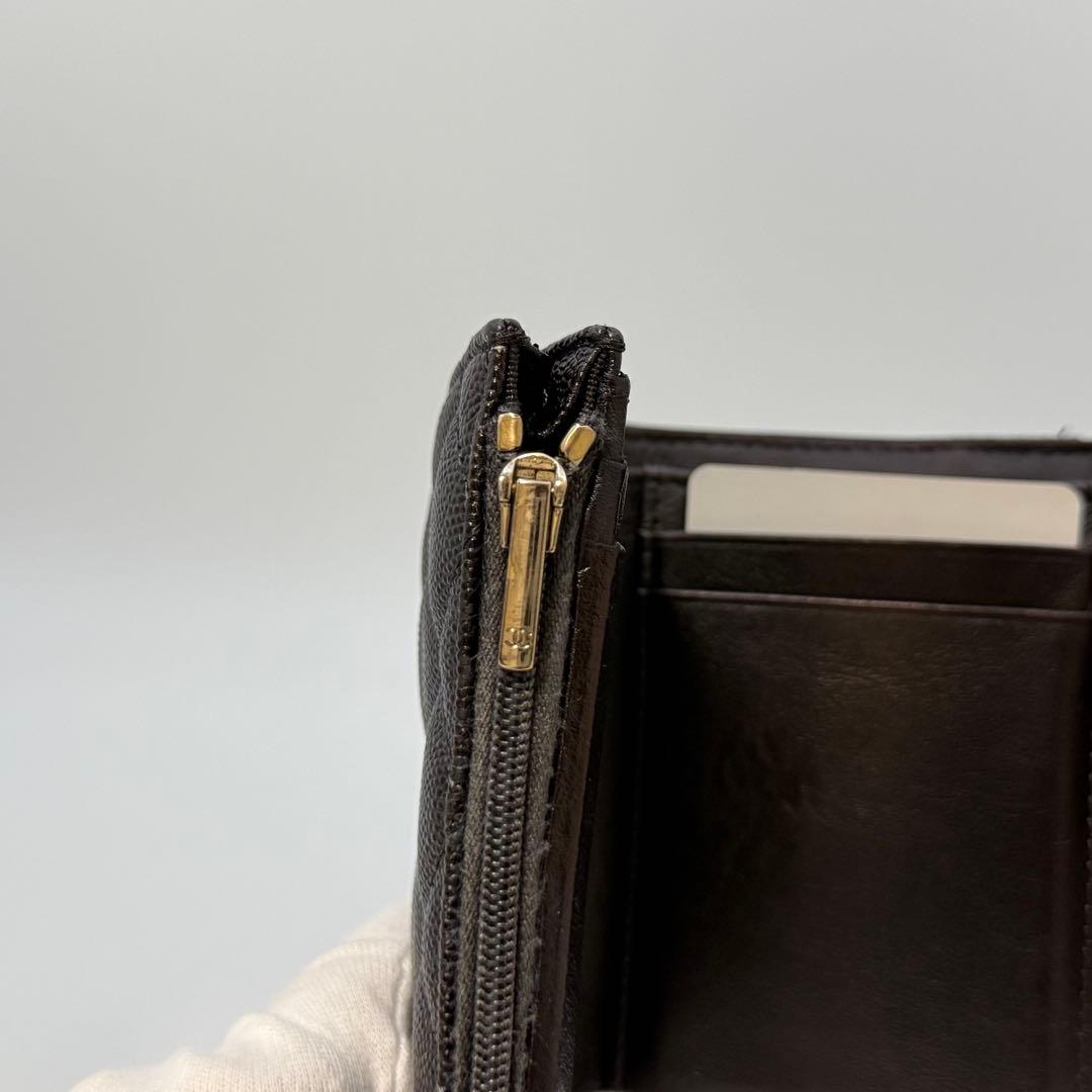 【極美品】CHANEL マトラッセ　三つ折り 財布　キャビア　箱ギャランティ付