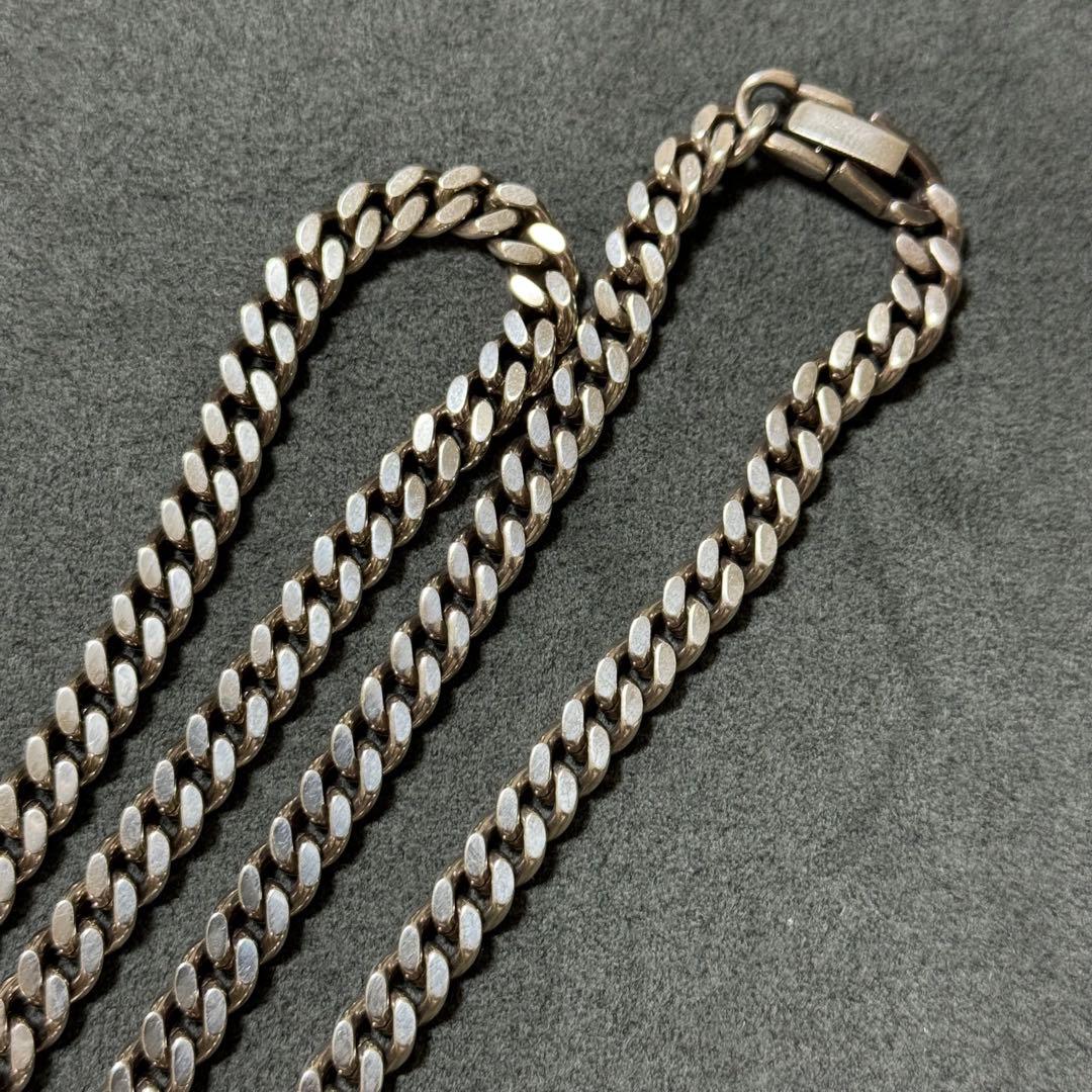 希少！シルバー925 2面シングル喜平ネックレス 60cm 67g 太め