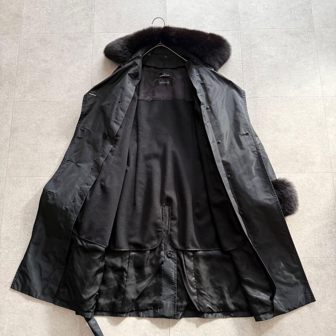 エポカ　トレンチコート　ロング　フォックスファー　カシミヤ100%　黒　40