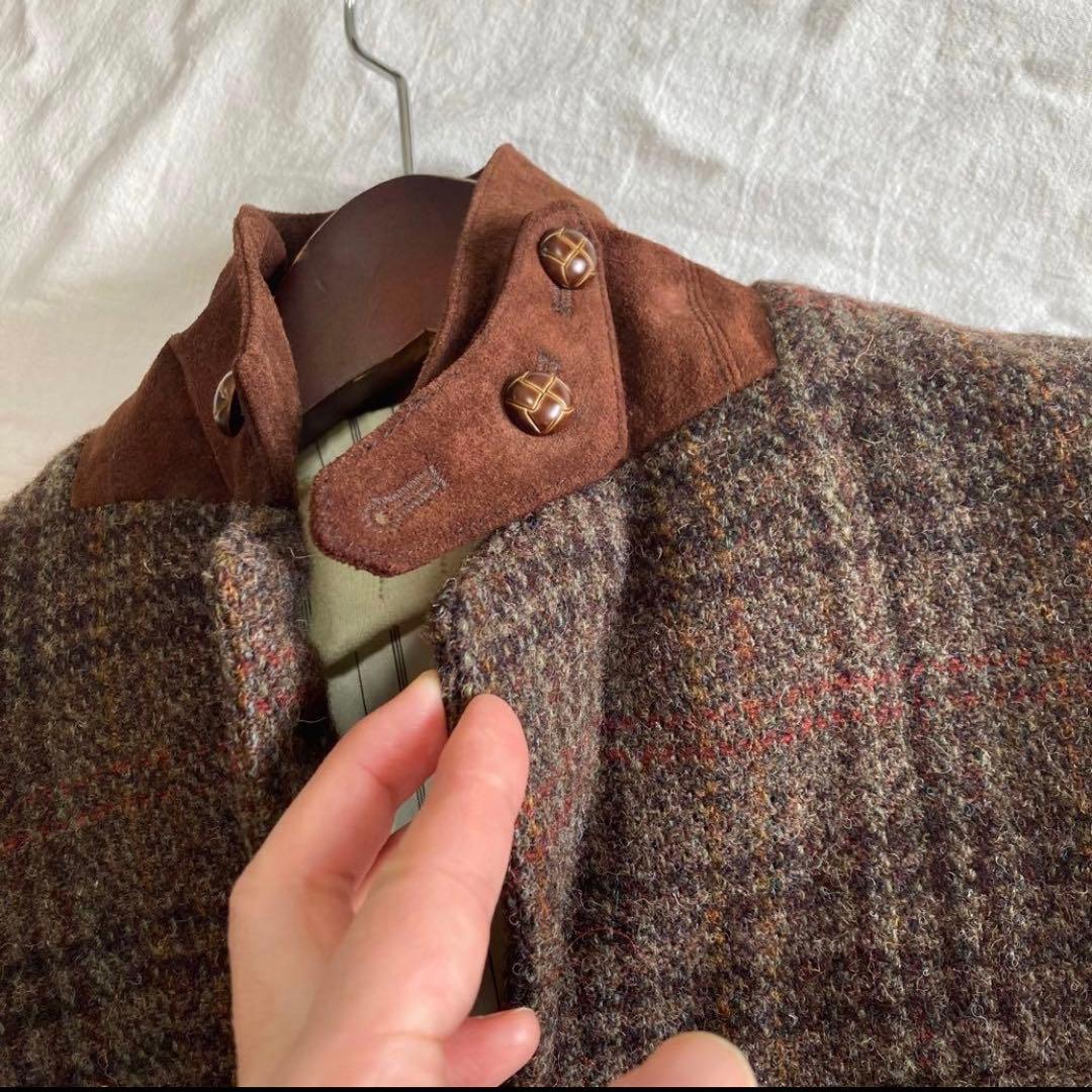 美品★fig london ハリスツイード チェックウールジャケット