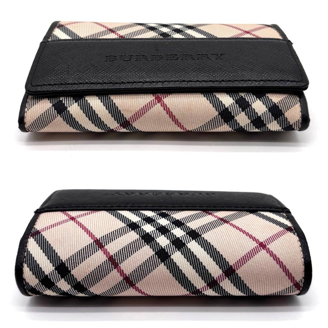 ✨極美品✨ バーバリー　名刺入れ　ノバチェック　レザー　キャンパス　ブラック