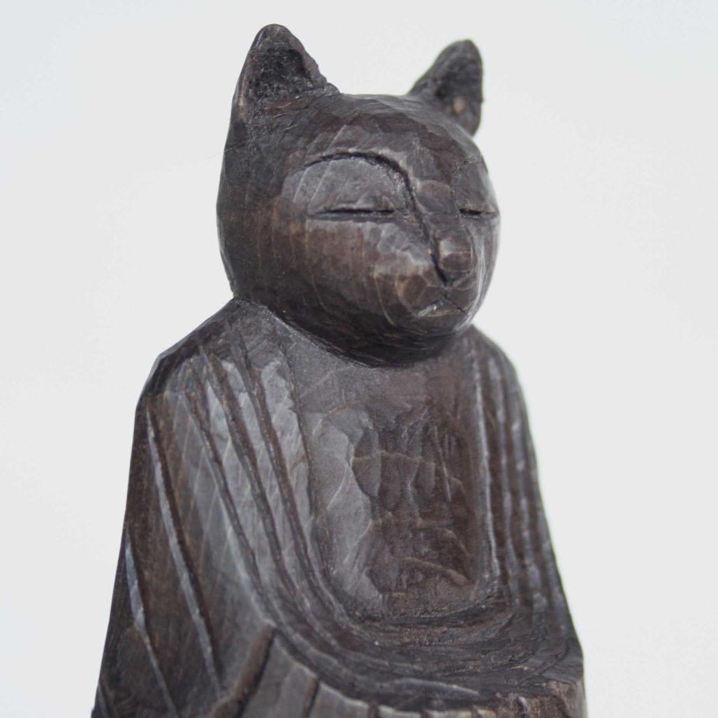 猫如来坐像　大小２体セット　円空仏