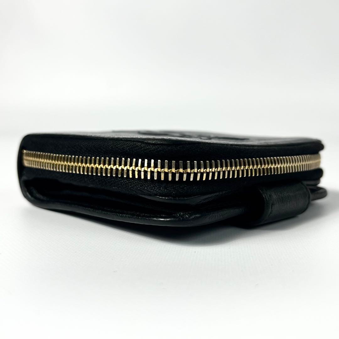 希少✨サンローラン 二つ折り財布 YSL エンボス レザー ファスナー 黒