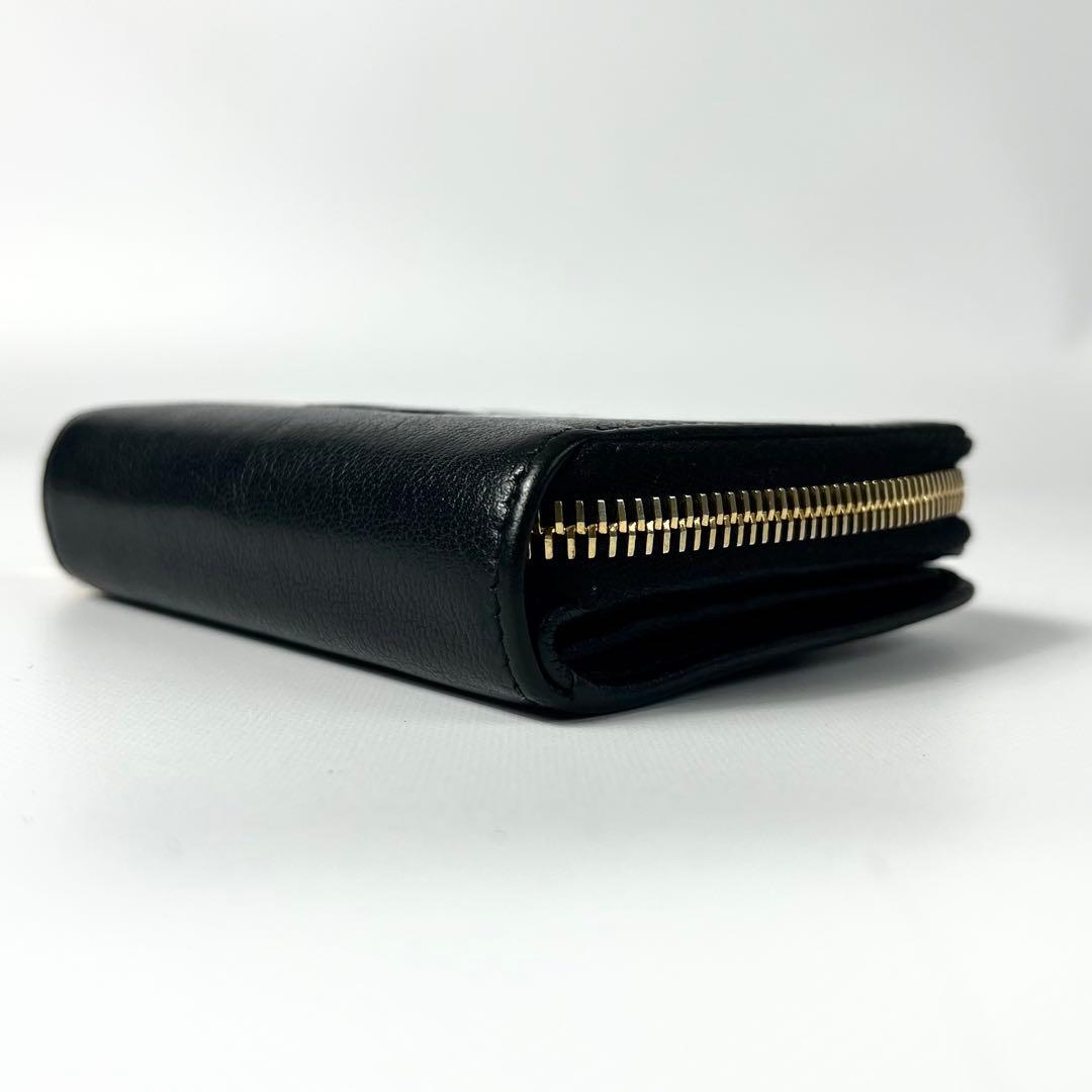 希少✨サンローラン 二つ折り財布 YSL エンボス レザー ファスナー 黒