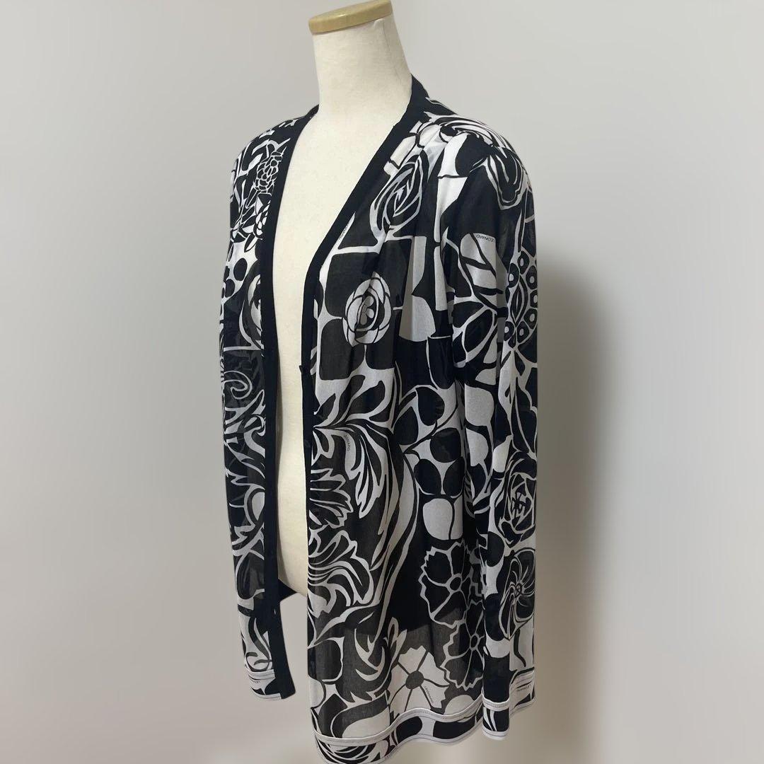 【美品】LEONARD レオナール カーディガン 花柄 モノトーン 42 XL