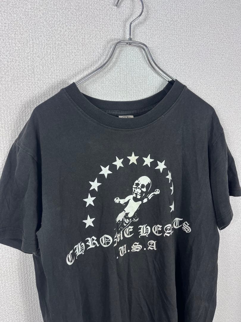 訳あり　オールド　クロムハーツ　スカル　プリント　半袖tシャツ トップス