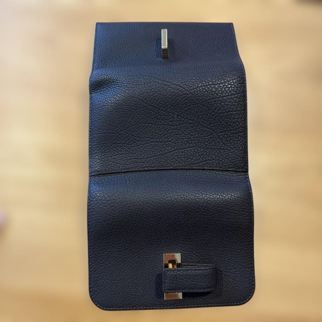 Delvaux レザー三つ折り財布 ネイビー