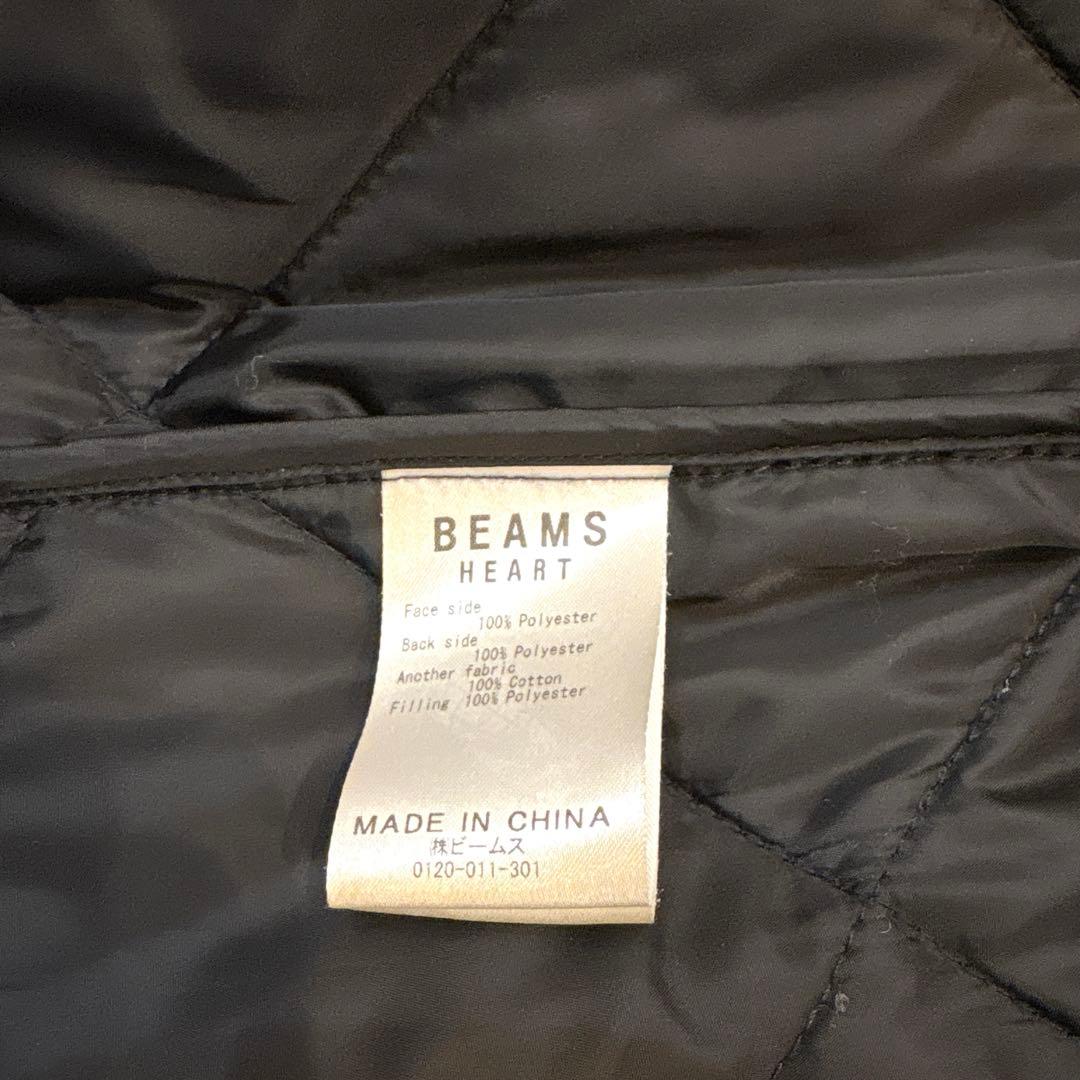 【美品】BEAMS HEART キルティングコートフード付き　ネイビ ー　XL
